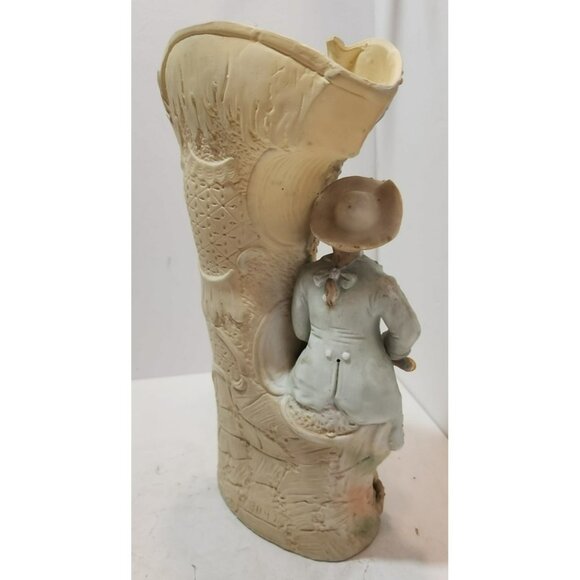 Antique 19th Century French Bisque Porcelain Victorian Man Spill Vase Figurine - Picture 8 of 16